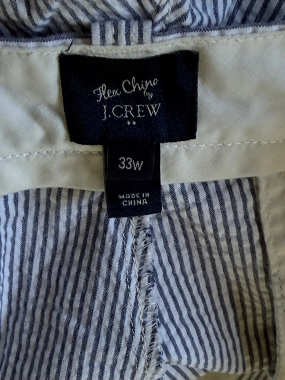 J. Crew Men's Navy and White flex chino  Flat-Front Shorts size 33W